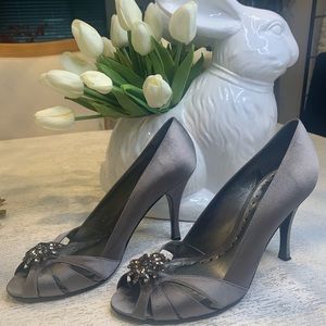 Sexy Peep Toe Heels with Crystal Brooch Toe Embellishment - BCB Girls 8M